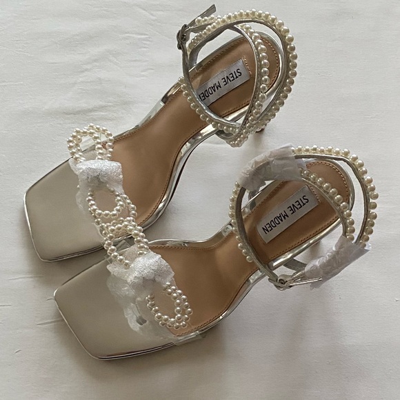 NWT Steve Madden Unleashed-P Pearl Bow Wrap Around Heel Sandals Size 10. - Picture 2 of 7